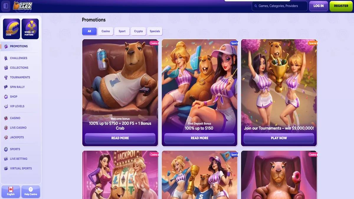 Spinbara Casino slots library and game selection